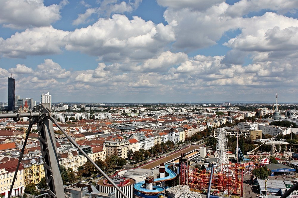 Prater, Blick vom Riesenrad über Wien