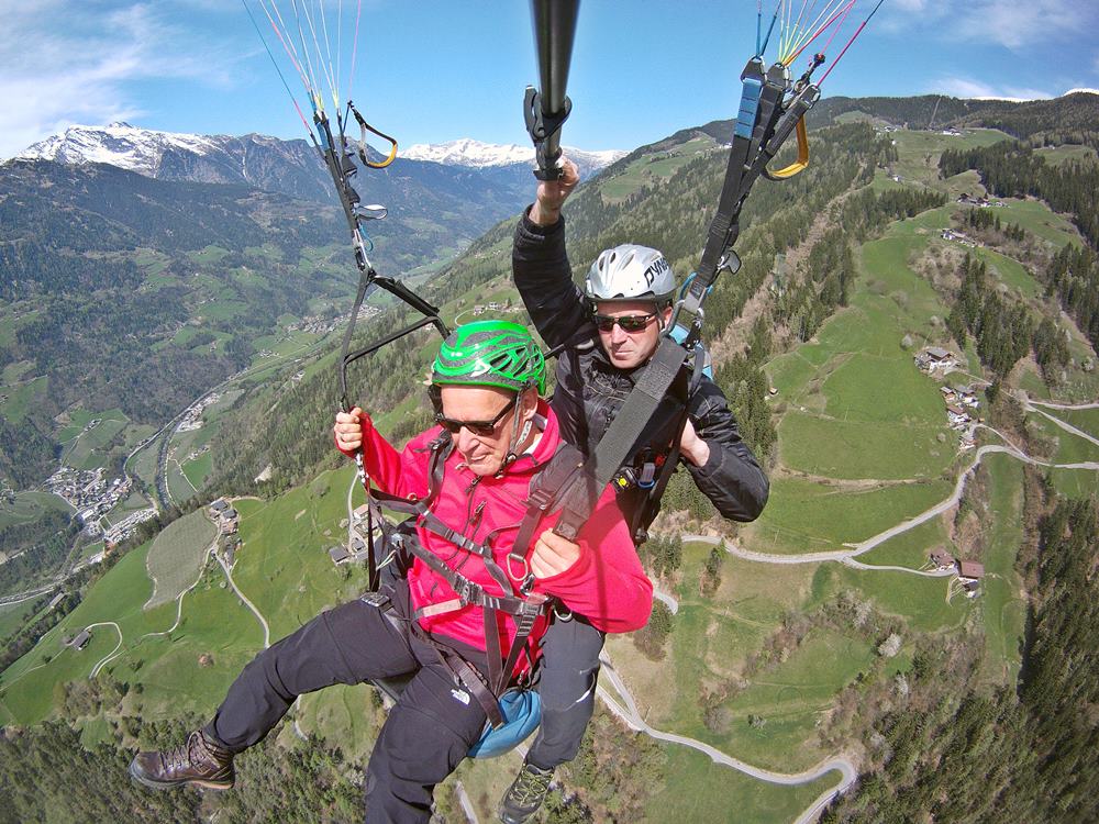 Gleitschirmfliegen, Tandemflug, Südtirol, Saltaus