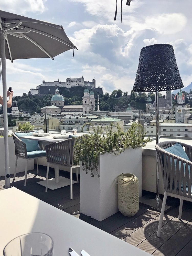 Aussicht von Roof Topbar Seven Senses Salzburg